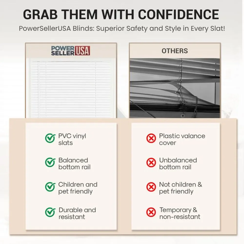 PowerSellerUSA Cordless Window Blinds, Privacy & Light Filtering 1